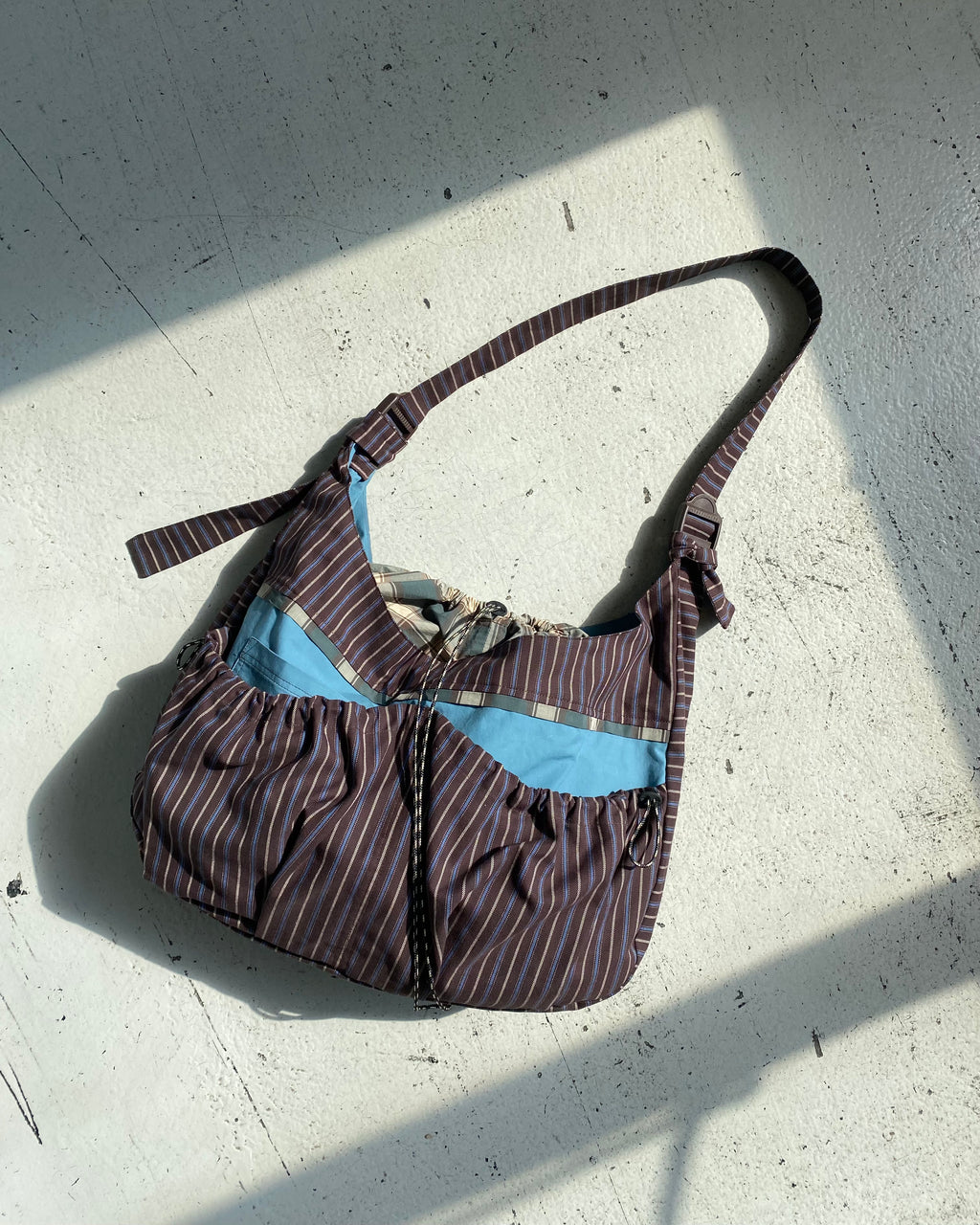 Large Brown Stripe Sling Bag
