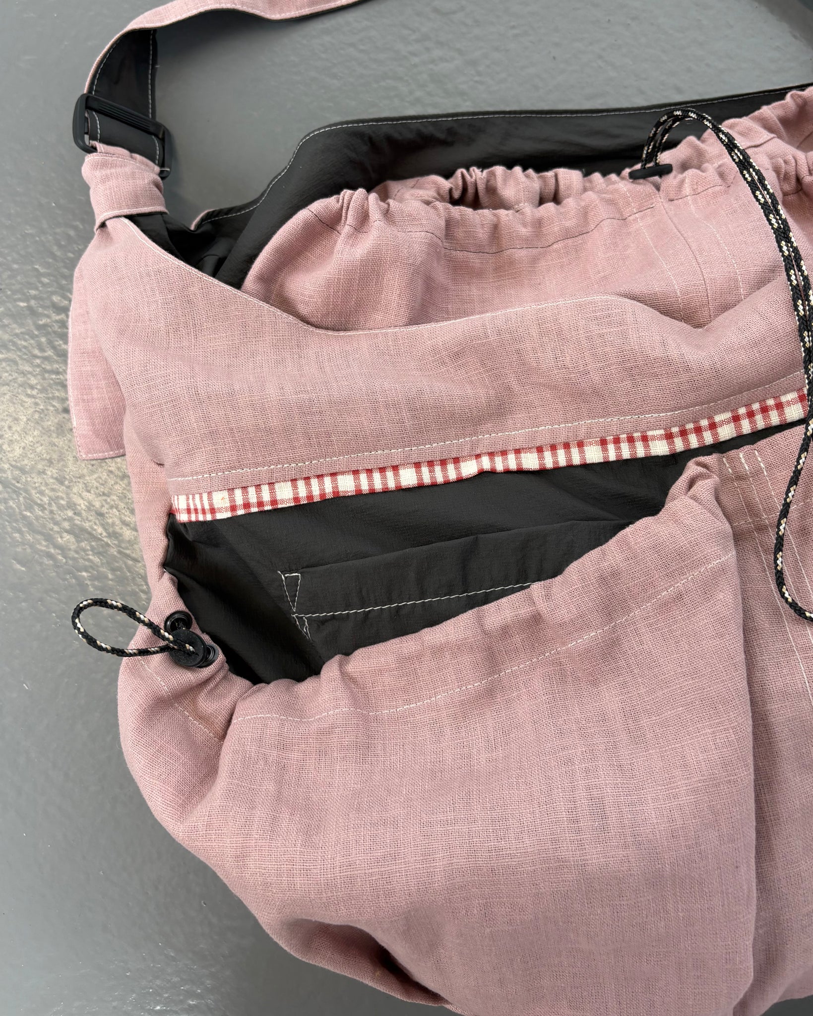 Pink Linen Large Sling Bag