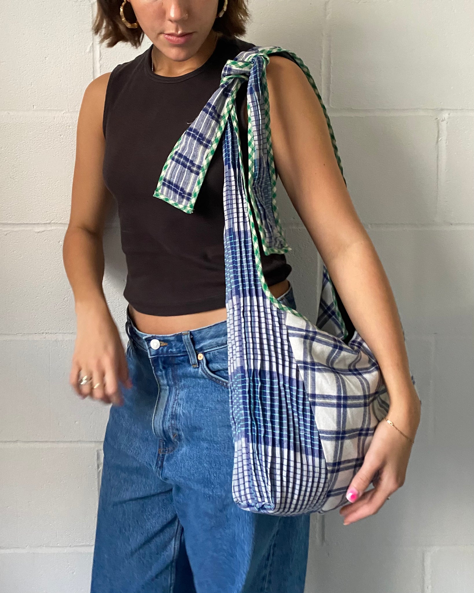 Flannel Hand-Pleated Bow Bag