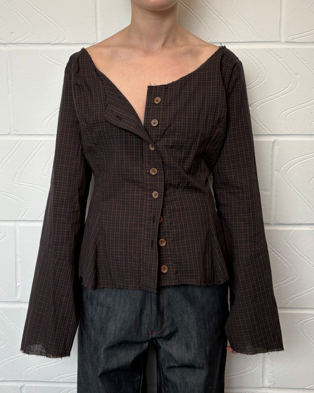 Brown Check Butterfly Shirt