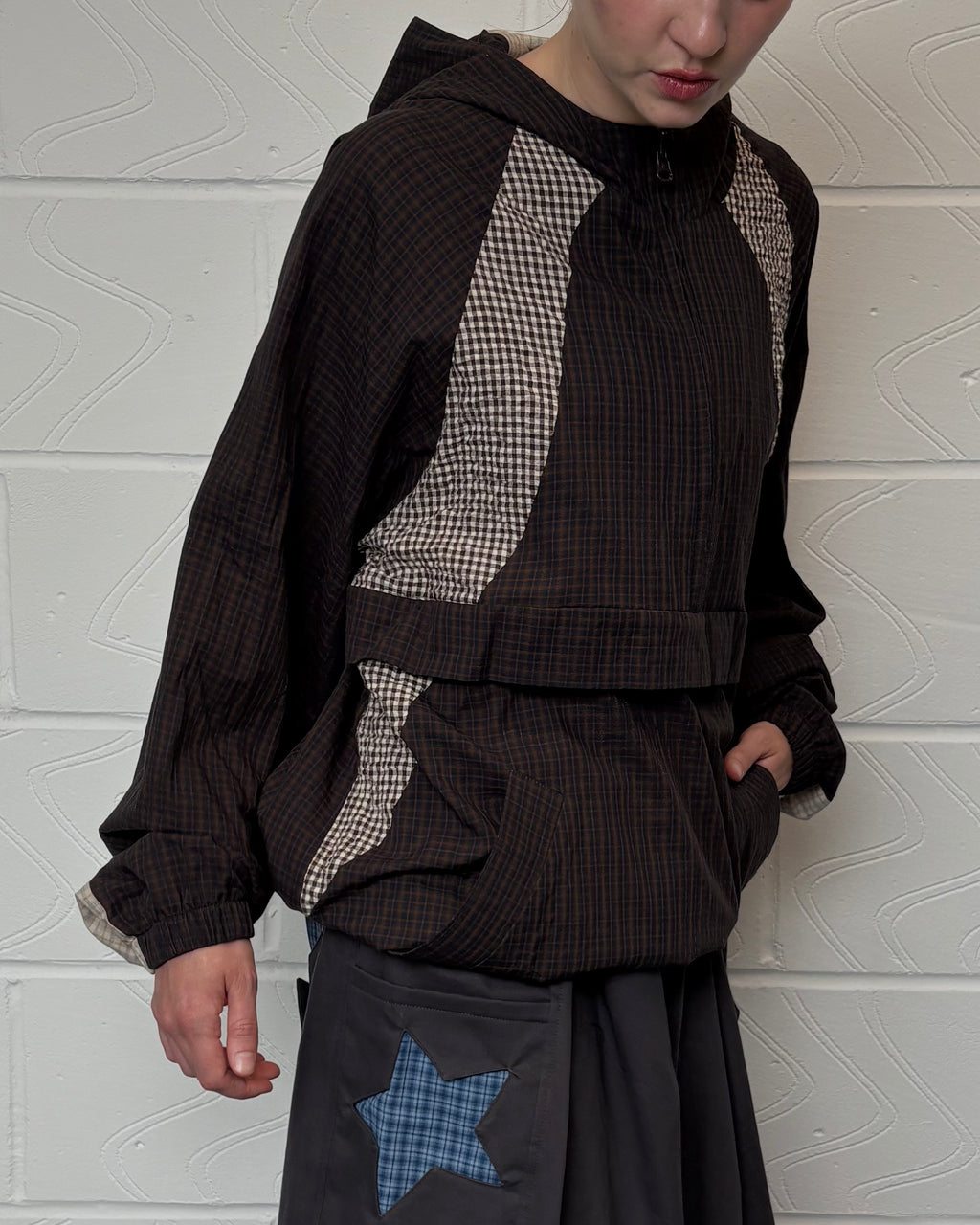 Brown Check Cagoule