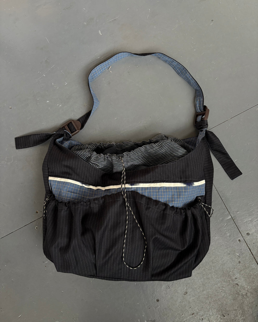 Large Pinstripe Sling Bag