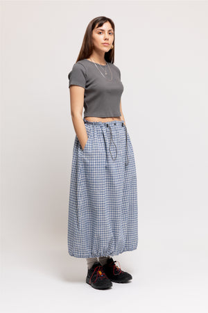 Blue Vintage Drawstring Skirt