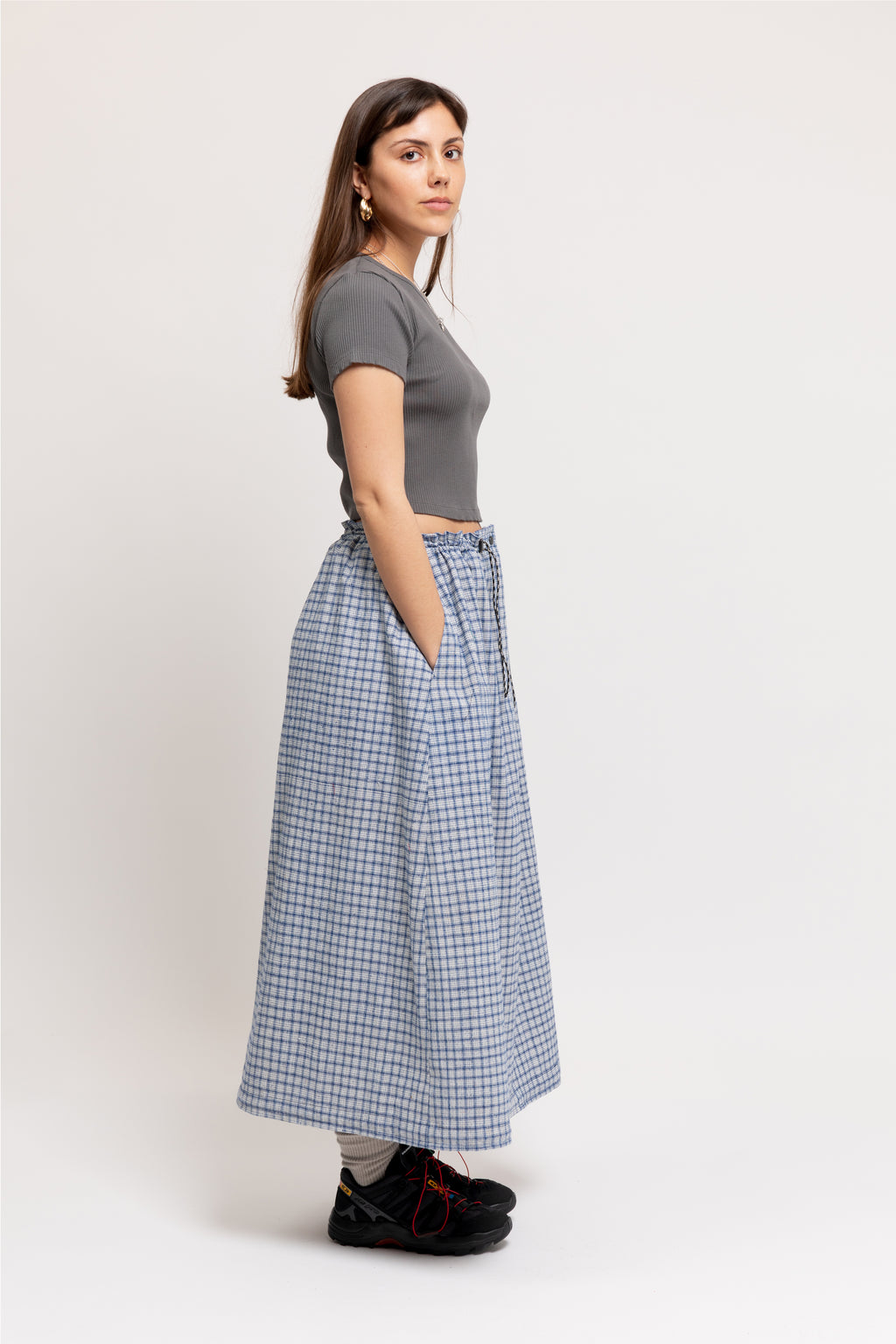 Blue Vintage Drawstring Skirt