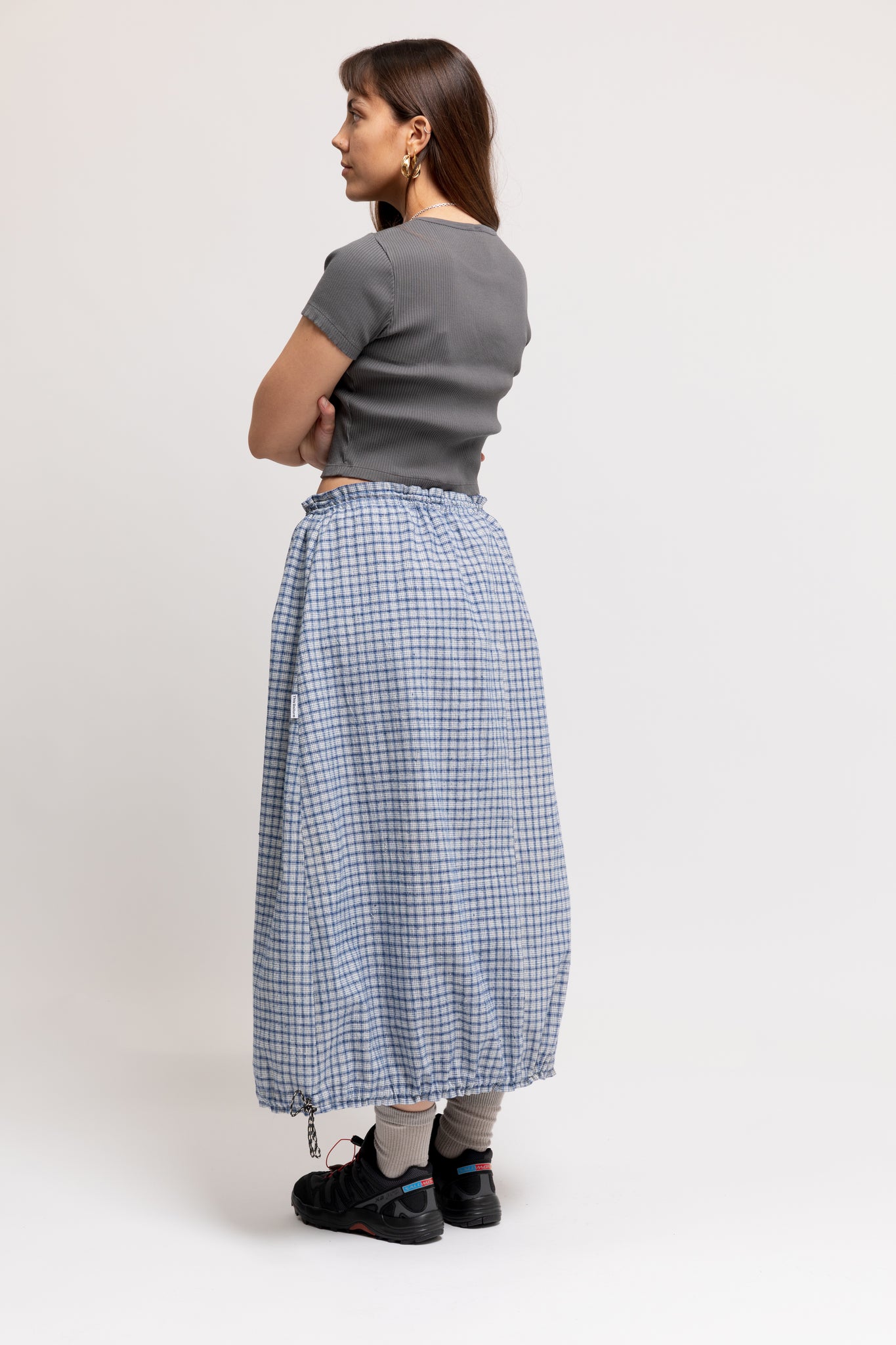 Blue Vintage Drawstring Skirt
