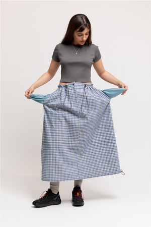 Blue Vintage Drawstring Skirt